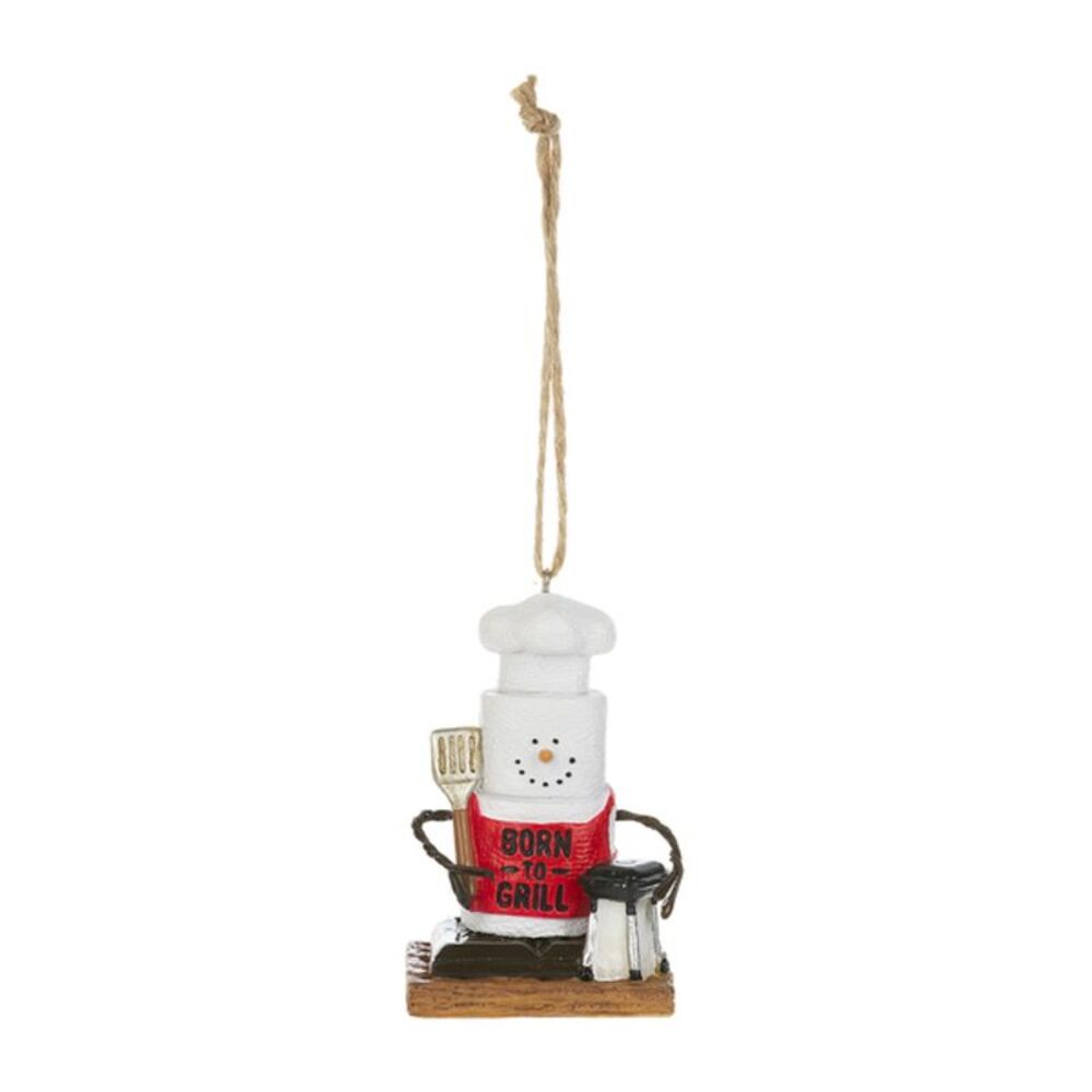 Smores Grilling Born to Grill Chef Christmas Holiday Ornament